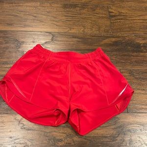 Red Hotty Hot Lululemon shorts 4 inseam